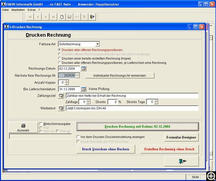 Drucken Rechnung