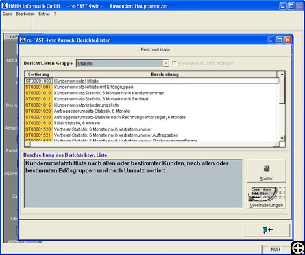 Auswahl Berichte/Listen Bild 1